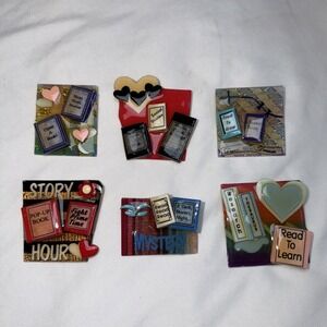 BOOK PINS By Lucinda Lot Of 6 Vintage